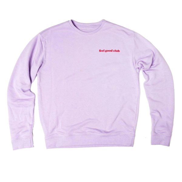 feel-good club lilac crewneck sweater