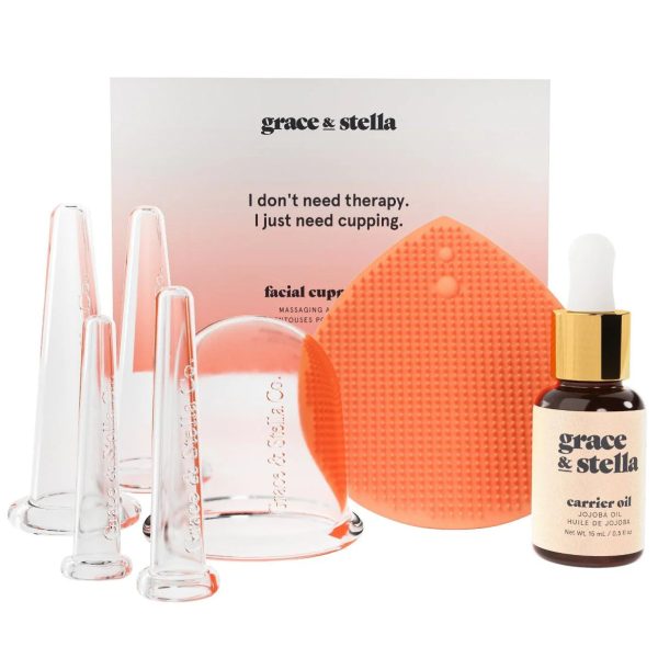 facial cupping massage set with jojoba oil
